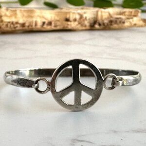 Sterling Silver Peace Sign Baby Bangle 925 Mexico